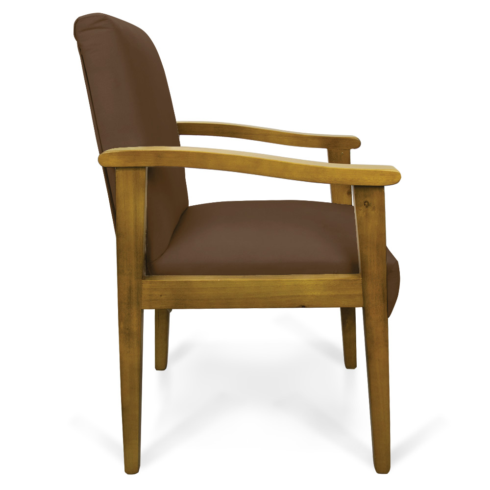 Poltrona Eloisa Suede Marrom Base de Madeira Castanho - D'Rossi