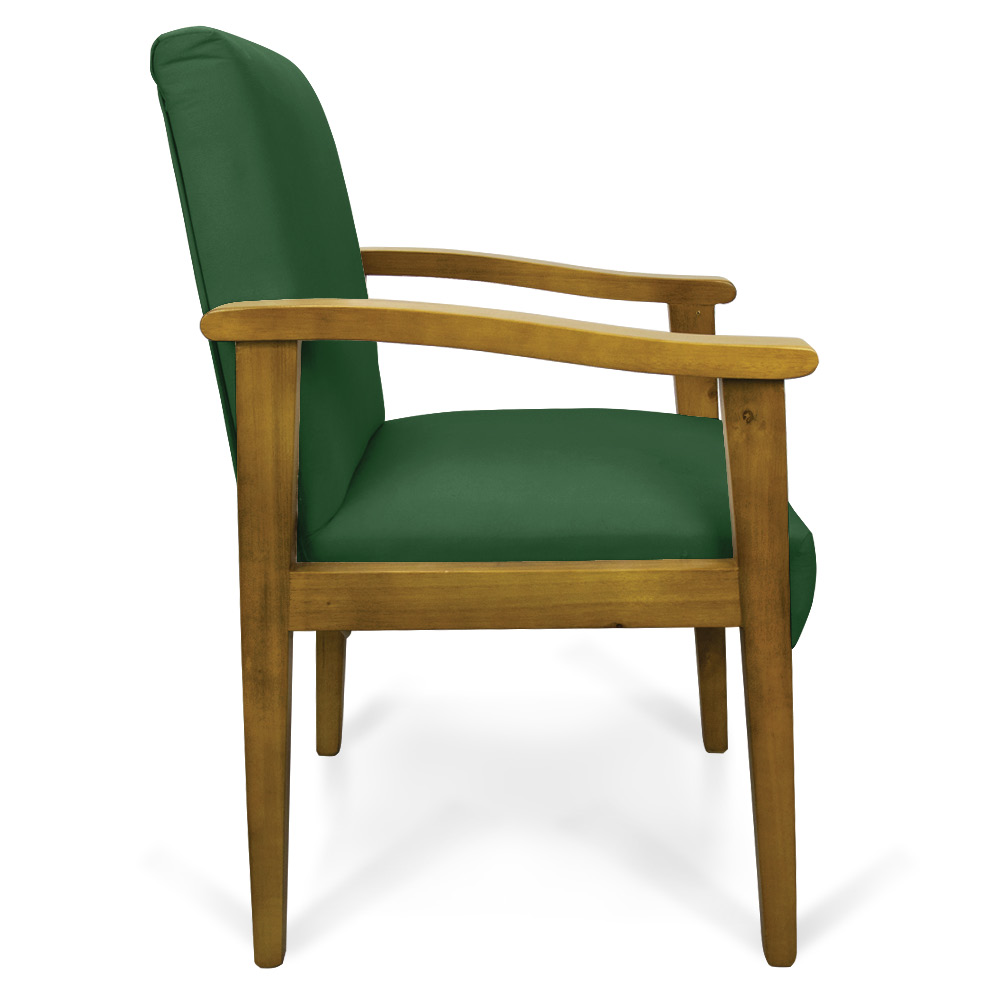 Poltrona Eloisa Suede Verde Base de Madeira Castanho - D'Rossi