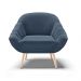 Poltrona Giovana Suede Azul Marinho Pés Palito Natural - D'Rossi