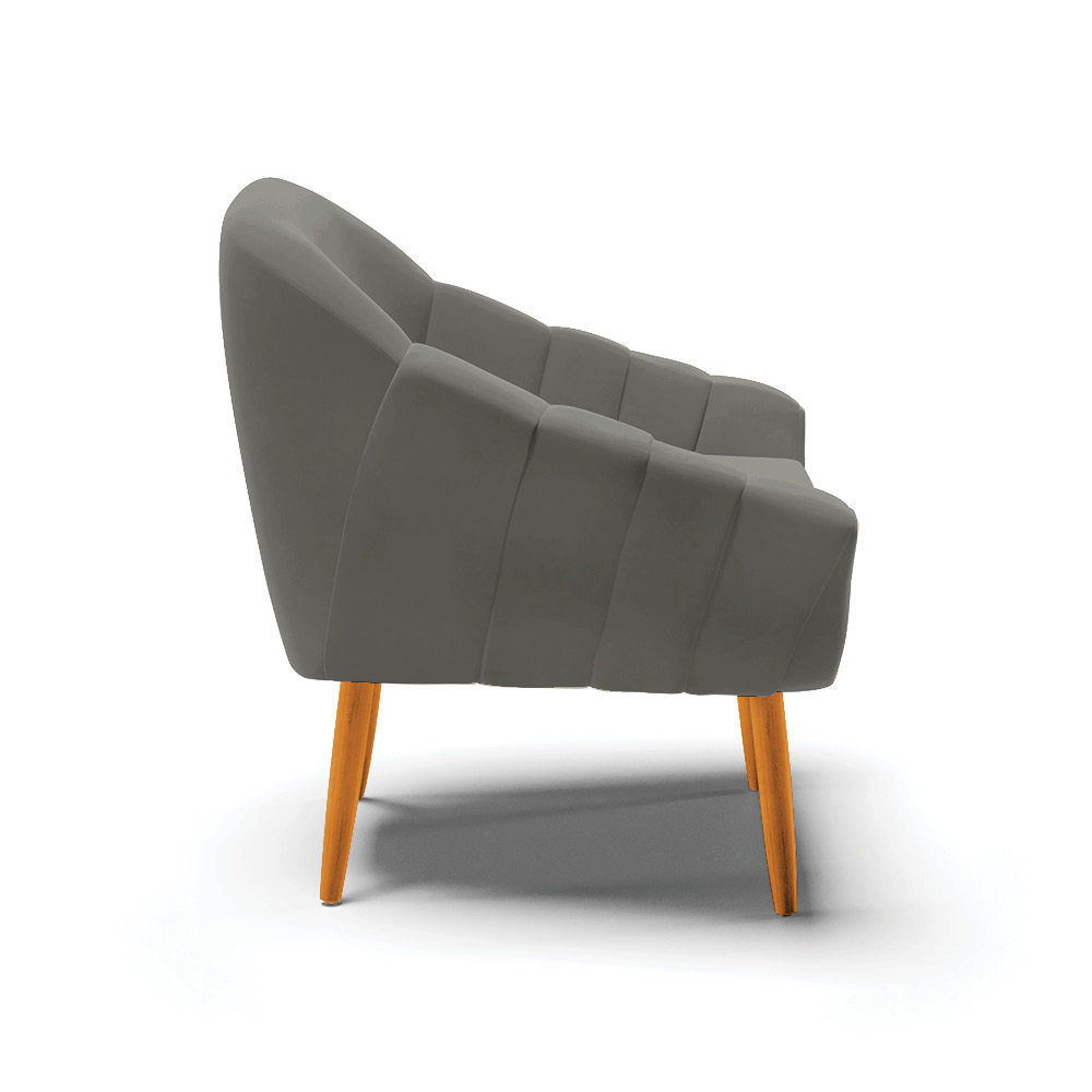 Poltrona Giovana Suede Grafite Pés Palito Castanho - D'Rossi