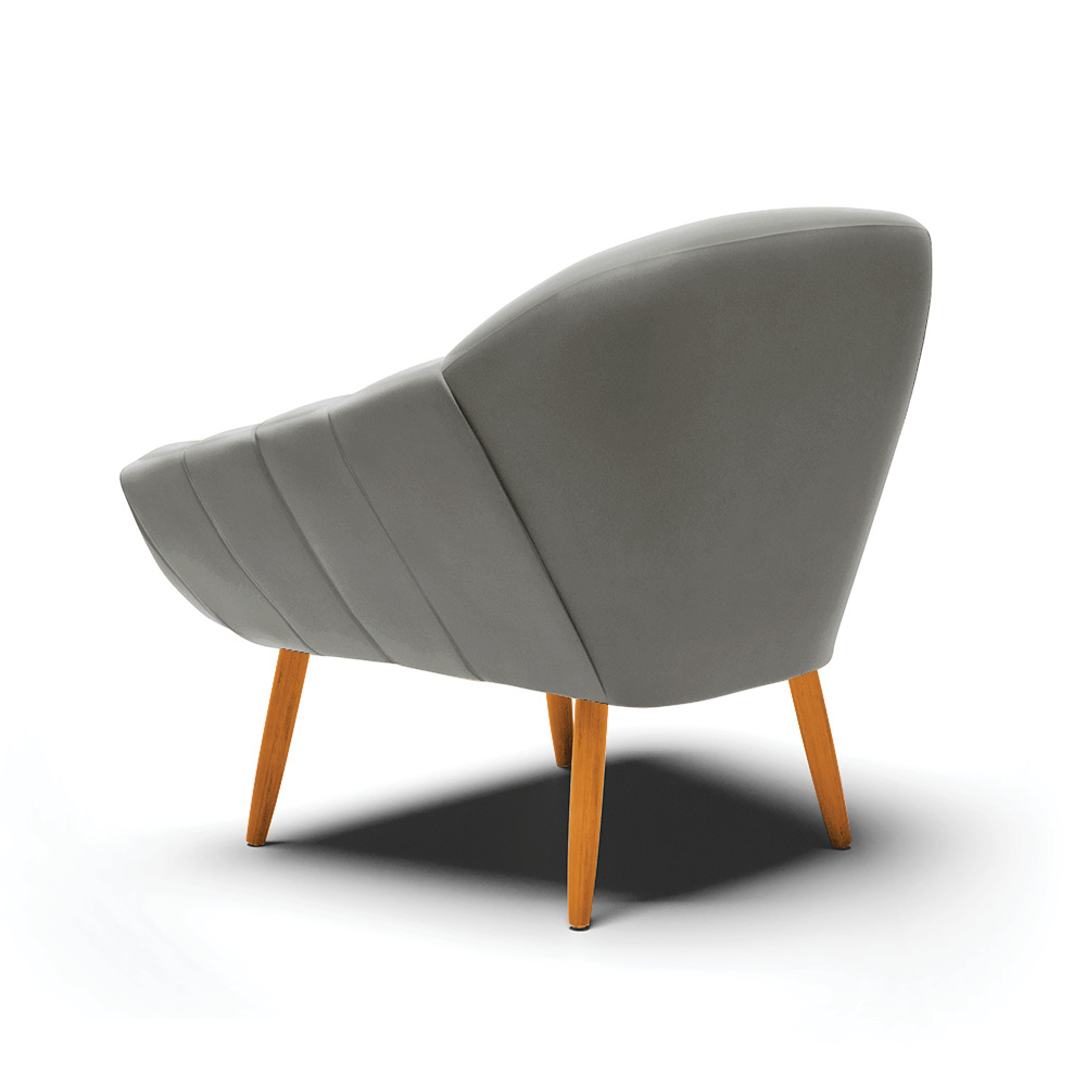 Poltrona Giovana Suede Grafite Pés Palito Castanho - D'Rossi