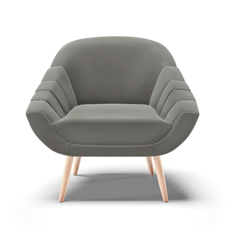 Poltrona Giovana Suede Grafite Pés Palito Natural - D'Rossi