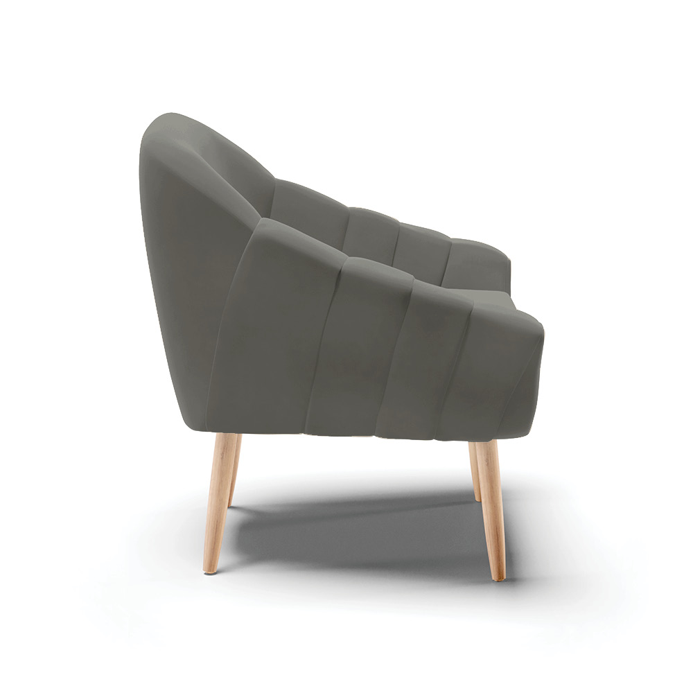 Poltrona Giovana Suede Grafite Pés Palito Natural - D'Rossi