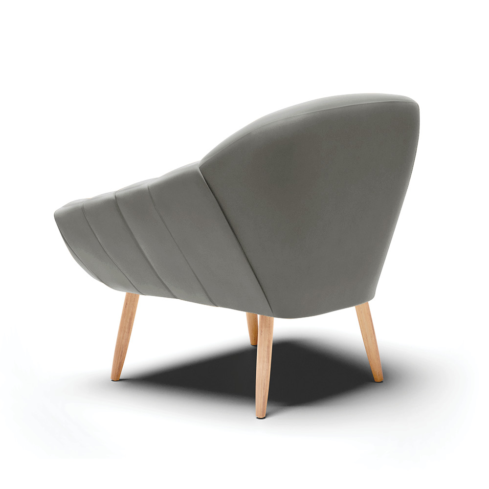 Poltrona Giovana Suede Grafite Pés Palito Natural - D'Rossi