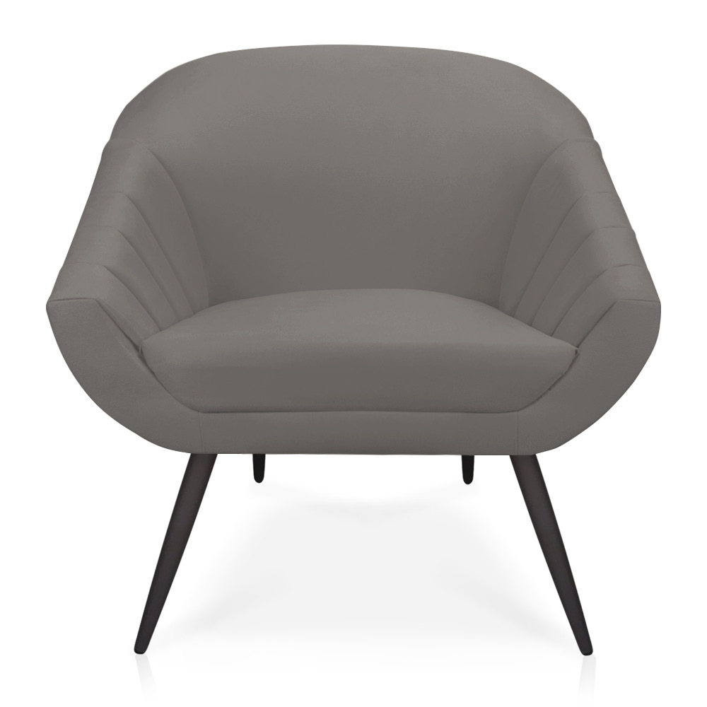 Poltrona Giovana Suede Grafite Pés Palito de Ferro - D'Rossi