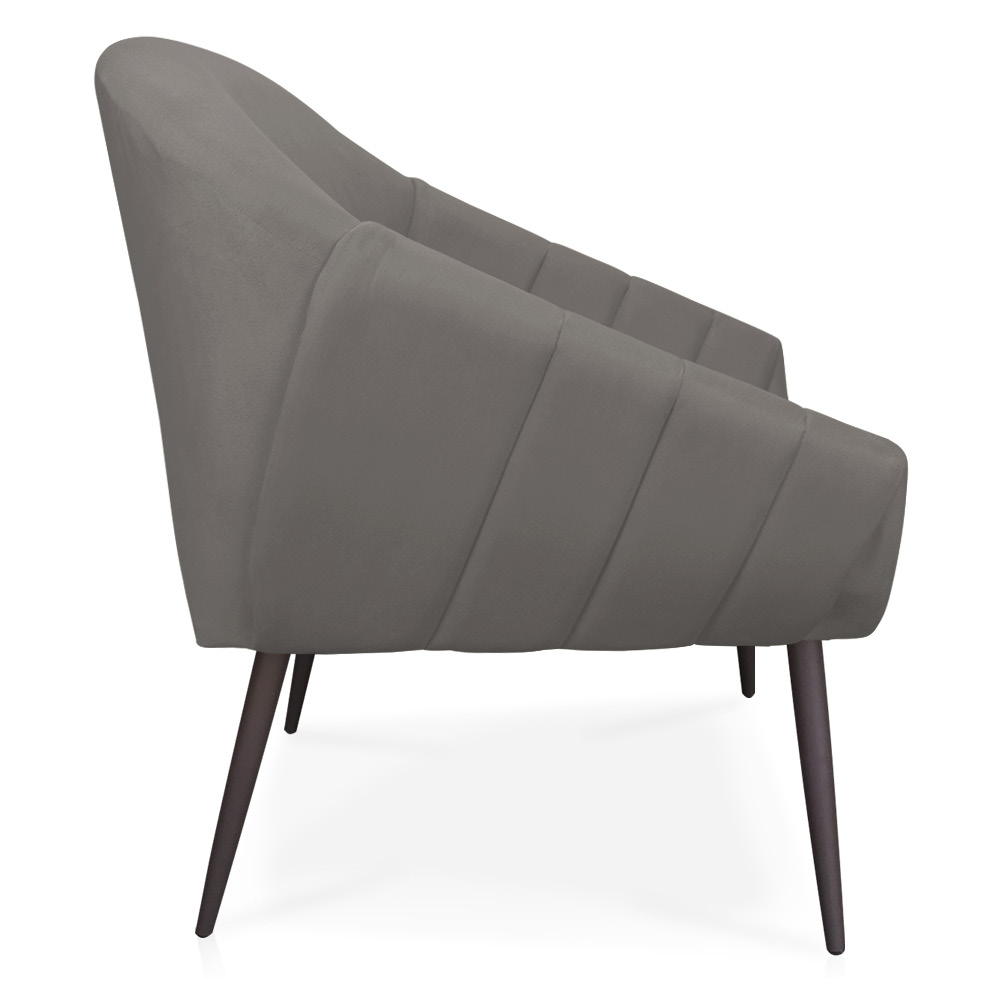 Poltrona Giovana Suede Grafite Pés Palito de Ferro - D'Rossi
