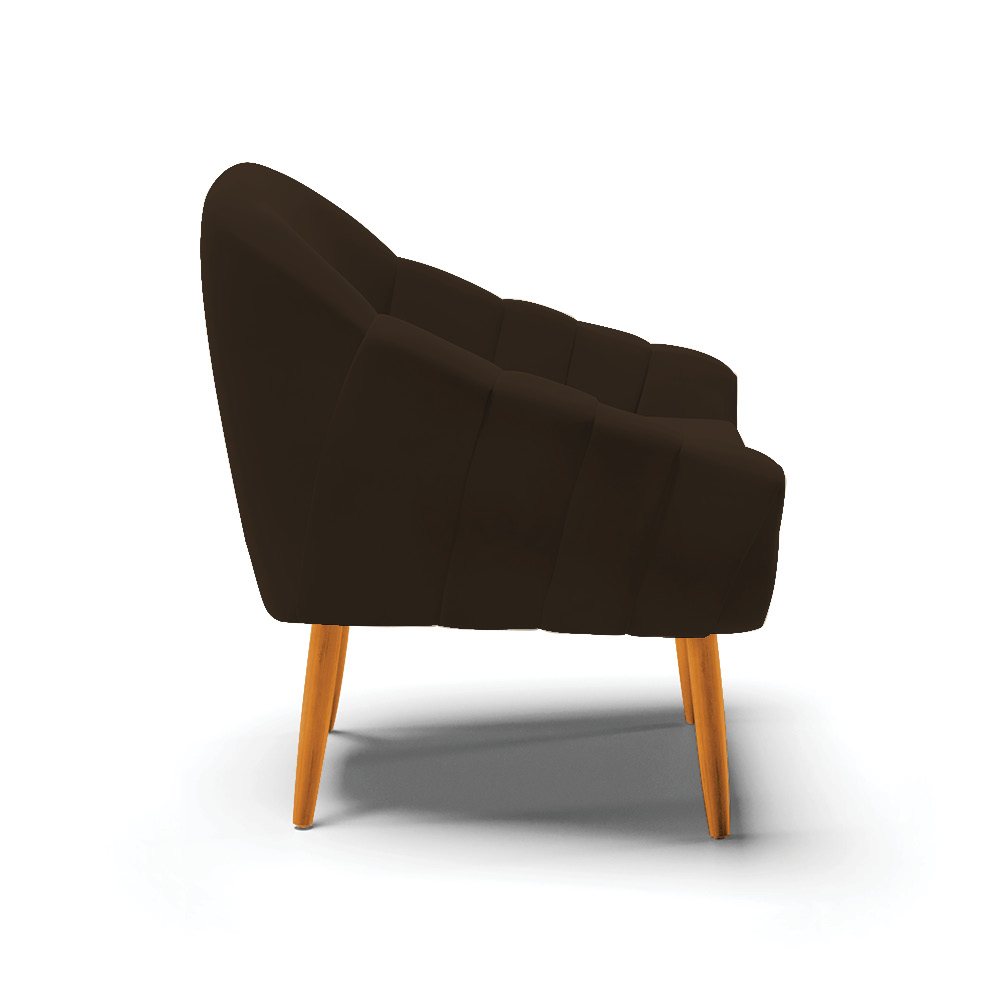 Poltrona Giovana Suede Marrom Pés Palito Castanho - D'Rossi