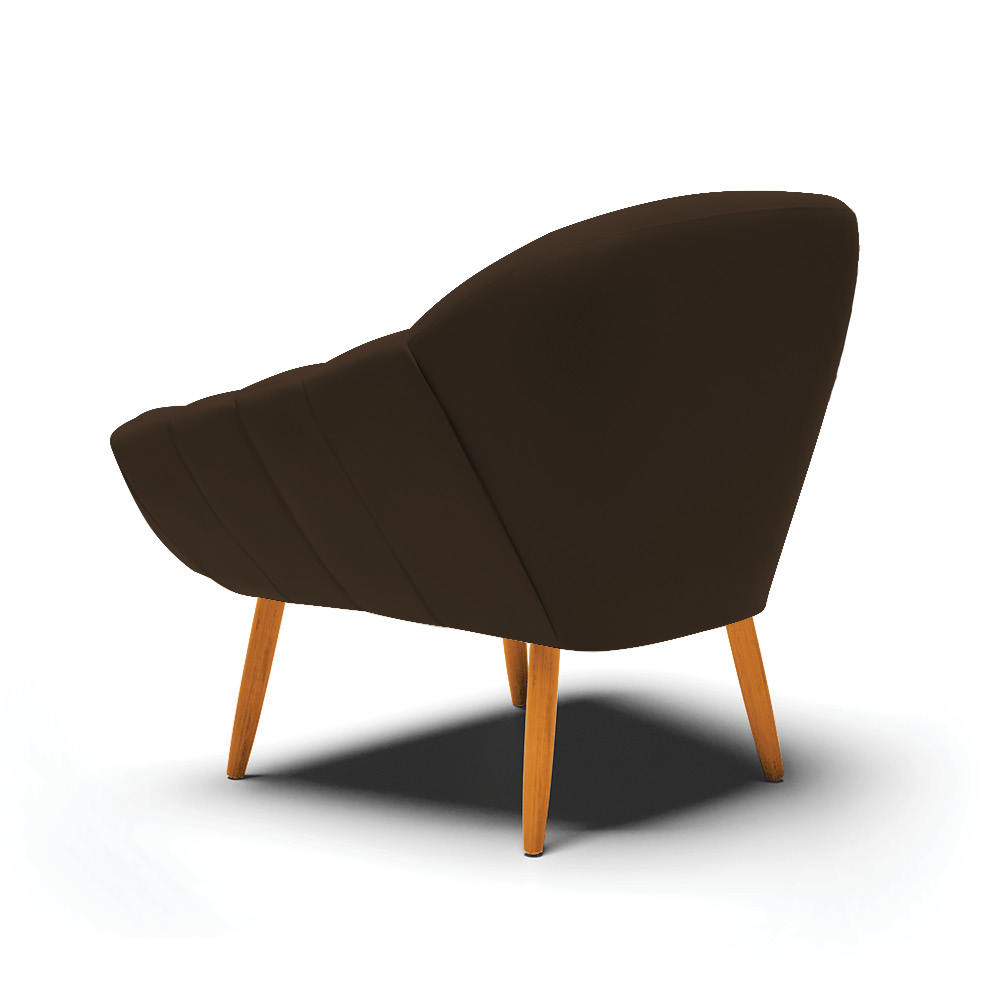 Poltrona Giovana Suede Marrom Pés Palito Castanho - D'Rossi