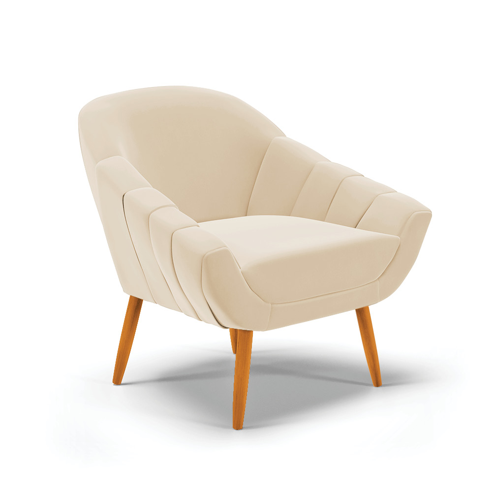 Poltrona Giovana Suede Pés Palito Castanho - D'Rossi