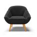 Poltrona Giovana Suede Preto Pés Palito Castanho - D'Rossi
