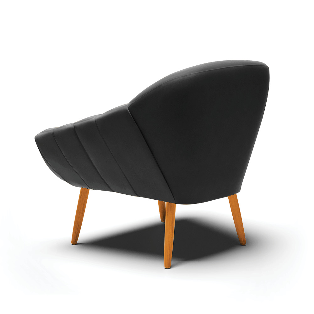 Poltrona Giovana Suede Preto Pés Palito Castanho - D'Rossi