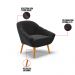 Poltrona Giovana Suede Preto Pés Palito Castanho - D'Rossi