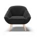 Poltrona Giovana Suede Preto Pés Palito Natural - D'Rossi