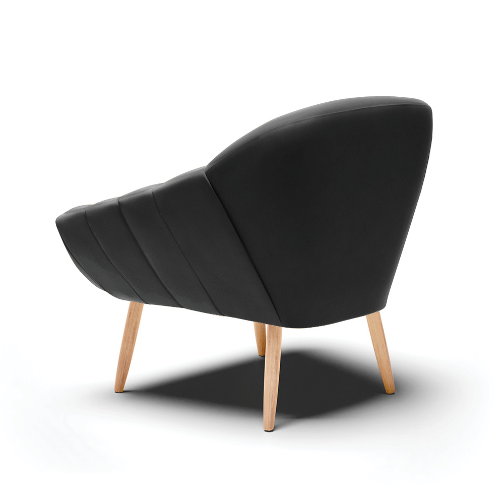 Poltrona Giovana Suede Preto Pés Palito Natural - D'Rossi