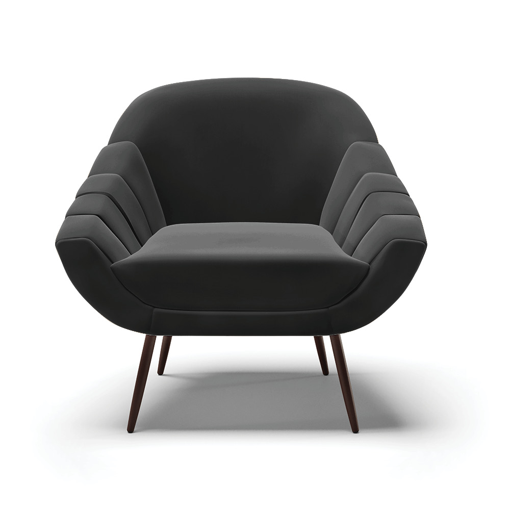 Poltrona Giovana Suede Preto Pés Palito de Ferro - D'Rossi