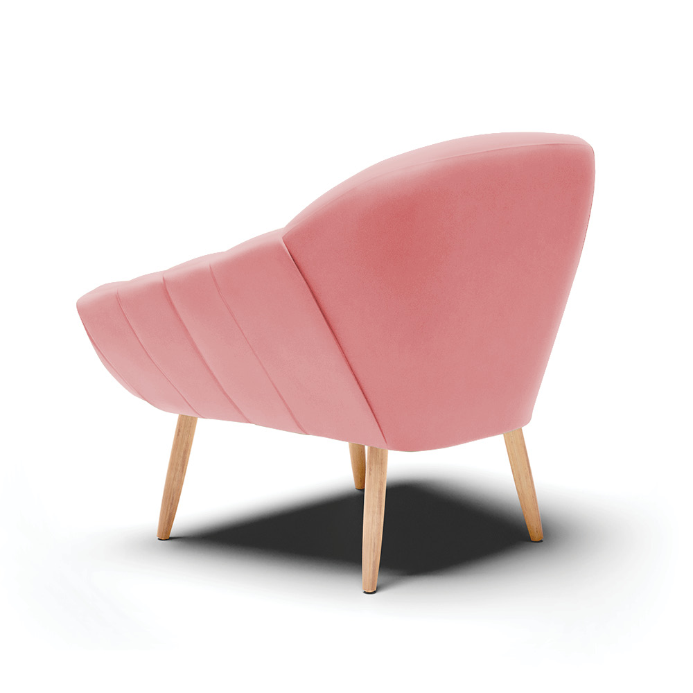 Poltrona Giovana Suede Rosê Pés Palito Natural - D'Rossi
