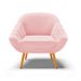 Poltrona Giovana Suede Rosa Bebê Pés Palito Castanho - D'Rossi