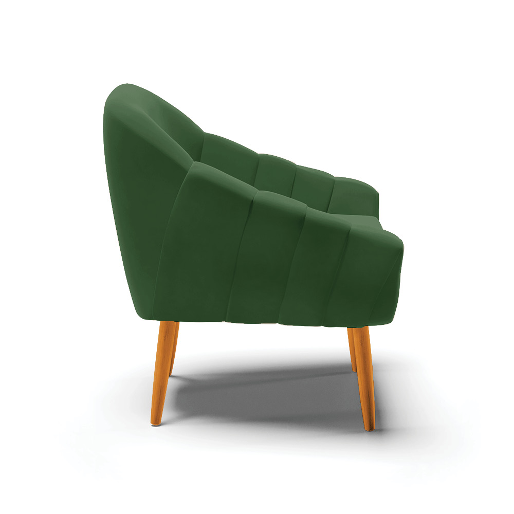 Poltrona Giovana Suede Verde Pés Palito Castanho - D'Rossi