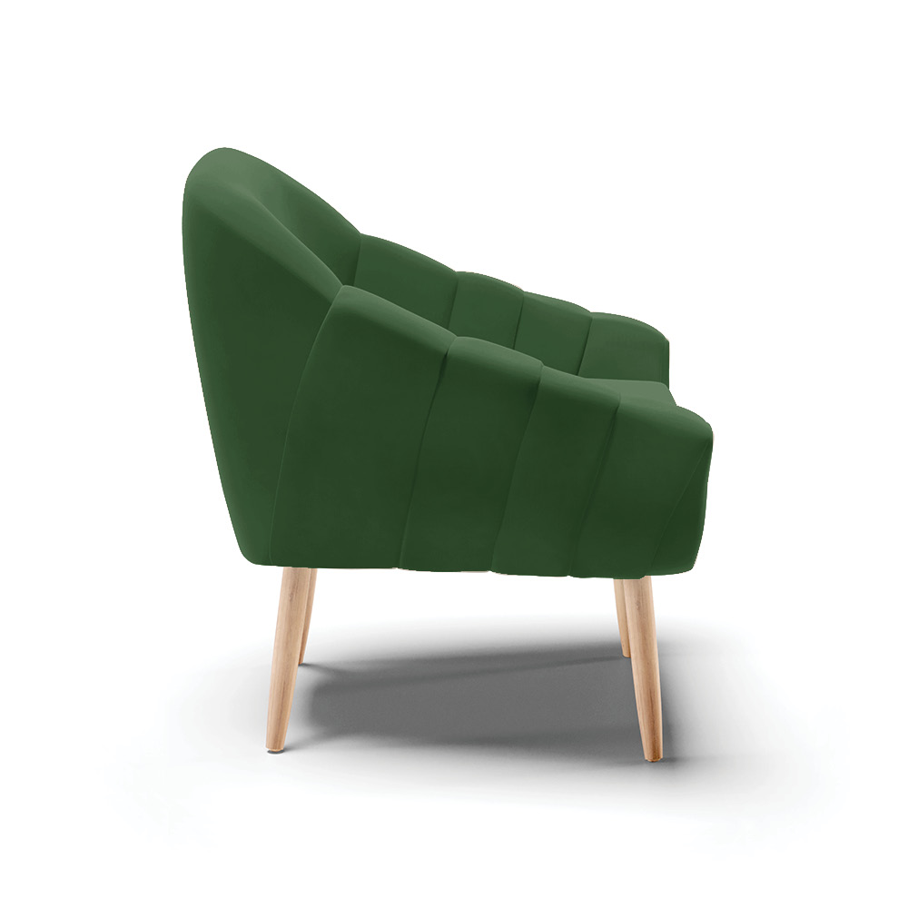 Poltrona Giovana Suede Verde Pés Palito Natural - D'Rossi