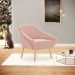 Poltrona Giovana Veludo Rosê Pés Palito Natural - D'Rossi