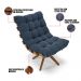 Poltrona Giratória Costela Suede Azul Marinho Base Madeira MA25 - D'Rossi