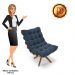 Poltrona Giratória Costela Suede Azul Marinho Base Madeira MA25 - D'Rossi