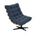 Poltrona Giratória Costela Suede Azul Marinho Base Metálica Preto - D'Rossi