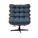 Poltrona Giratória Costela Suede Azul Marinho Base Metálica Preto - D'Rossi