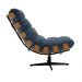 Poltrona Giratória Costela Suede Azul Marinho Base Metálica Preto - D'Rossi