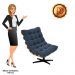Poltrona Giratória Costela Suede Azul Marinho Base Metálica Preto - D'Rossi