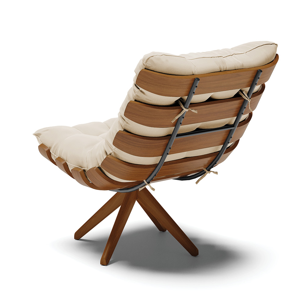 Poltrona Giratória Costela Suede Base Madeira MA30 - D'Rossi