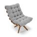 Poltrona Giratória Costela Suede Cinza Base Madeira MA25 - D'Rossi