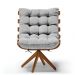 Poltrona Giratória Costela Suede Cinza Base Madeira MA25 - D'Rossi