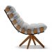 Poltrona Giratória Costela Suede Cinza Base Madeira MA25 - D'Rossi