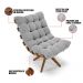 Poltrona Giratória Costela Suede Cinza Base Madeira MA25 - D'Rossi