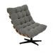 Poltrona Giratória Costela Suede Grafite Base Metálica Preto - D'Rossi