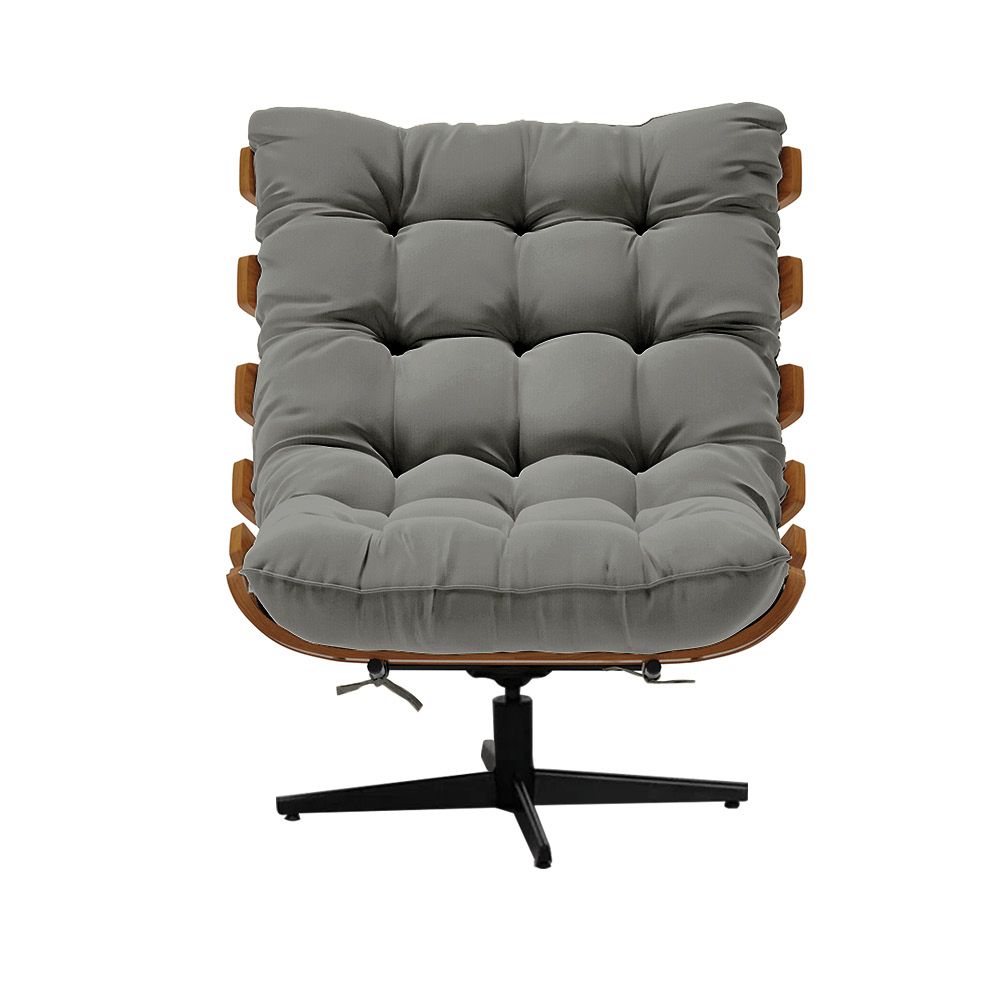 Poltrona Giratória Costela Suede Grafite Base Metálica Preto - D'Rossi