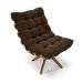 Poltrona Giratória Costela Suede Marrom Base Madeira MA25 - D'Rossi