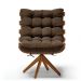 Poltrona Giratória Costela Suede Marrom Base Madeira MA25 - D'Rossi