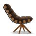 Poltrona Giratória Costela Suede Marrom Base Madeira MA25 - D'Rossi