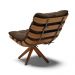 Poltrona Giratória Costela Suede Marrom Base Madeira MA25 - D'Rossi