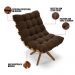 Poltrona Giratória Costela Suede Marrom Base Madeira MA25 - D'Rossi