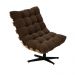 Poltrona Giratória Costela Suede Marrom Base Metálica Preto - D'Rossi