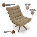Poltrona Giratória Costela Suede Marrom Rato Base Madeira MA25 - D'Rossi