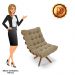 Poltrona Giratória Costela Suede Marrom Rato Base Madeira MA25 - D'Rossi