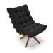 Poltrona Giratória Costela Suede Preto Base Madeira MA25 - D'Rossi