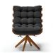 Poltrona Giratória Costela Suede Preto Base Madeira MA25 - D'Rossi