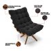 Poltrona Giratória Costela Suede Preto Base Madeira MA25 - D'Rossi