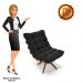 Poltrona Giratória Costela Suede Preto Base Madeira MA25 - D'Rossi