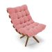 Poltrona Giratória Costela Suede Rosê Base Madeira MA25 - D'Rossi